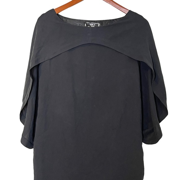 Fumblin Foe 100% Silk Cape Layered Blouson Dress Size S Minimalist Lagenlook - Picture 3 of 9